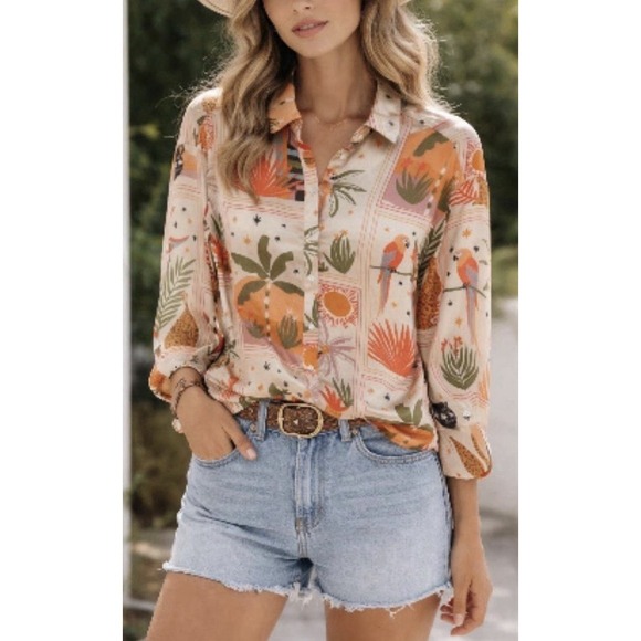 House of Harlow 1960 Other - House of Harlow 1960 Tropical Button-Up Shirt Women's XS Retail $148